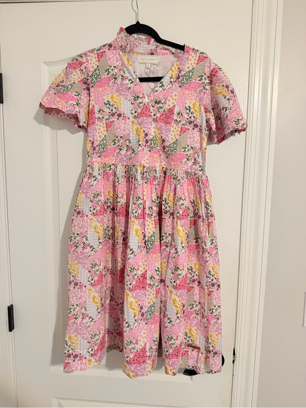 Simply Southern Pink Patchwork Floral Short-Sleeve Dress